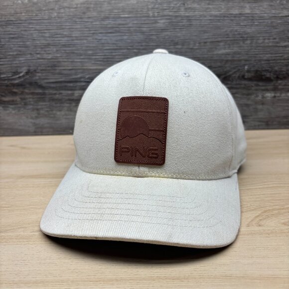 Ping Hat Cap Snapback Cream Golf Leather Patch Golfing - Picture 4 of 12